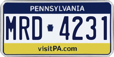 PA license plate MRD4231