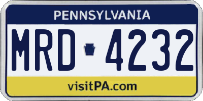 PA license plate MRD4232