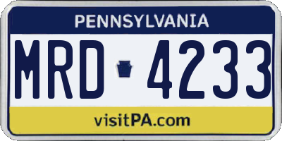 PA license plate MRD4233