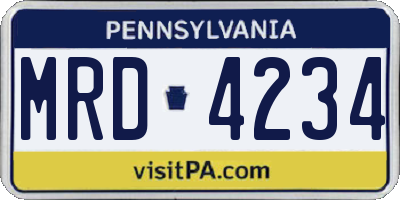 PA license plate MRD4234