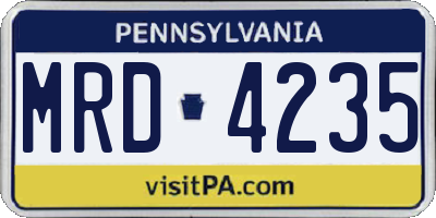 PA license plate MRD4235