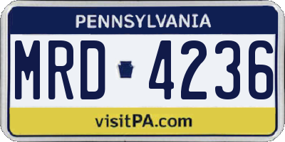 PA license plate MRD4236