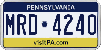 PA license plate MRD4240