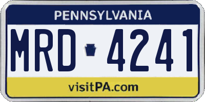 PA license plate MRD4241