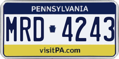 PA license plate MRD4243