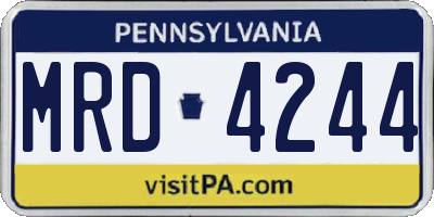 PA license plate MRD4244