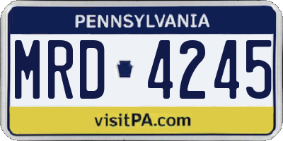 PA license plate MRD4245