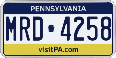 PA license plate MRD4258