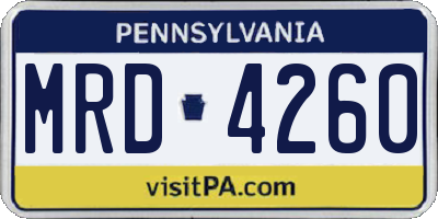 PA license plate MRD4260