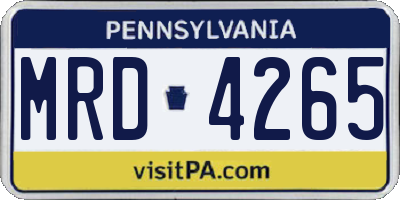 PA license plate MRD4265