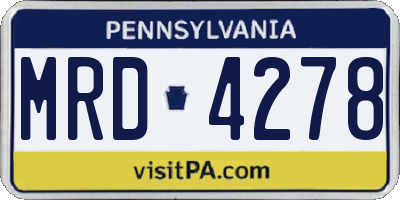 PA license plate MRD4278