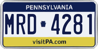 PA license plate MRD4281