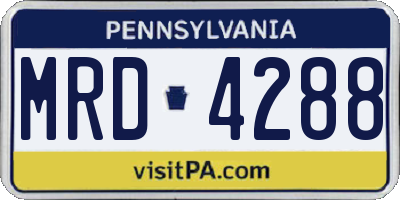 PA license plate MRD4288