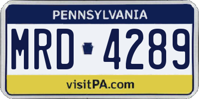 PA license plate MRD4289