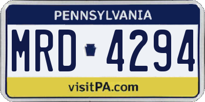PA license plate MRD4294