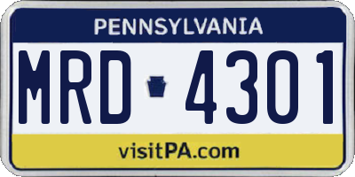 PA license plate MRD4301