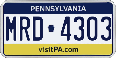 PA license plate MRD4303