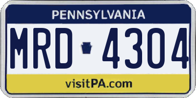 PA license plate MRD4304