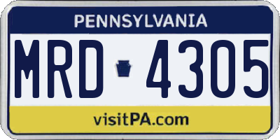 PA license plate MRD4305