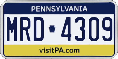 PA license plate MRD4309