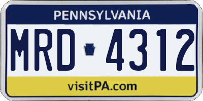 PA license plate MRD4312