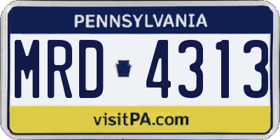 PA license plate MRD4313