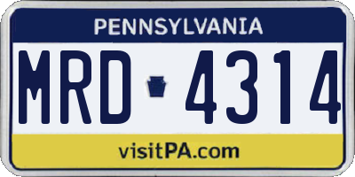 PA license plate MRD4314