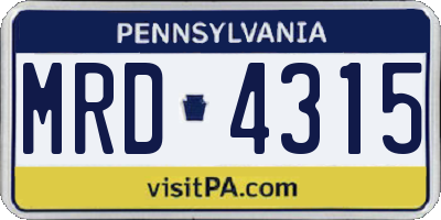 PA license plate MRD4315