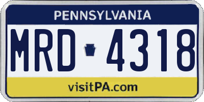 PA license plate MRD4318