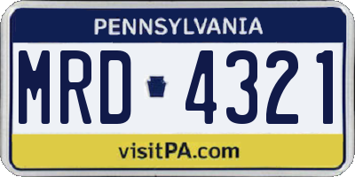 PA license plate MRD4321