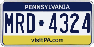 PA license plate MRD4324