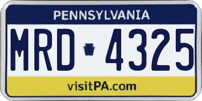 PA license plate MRD4325