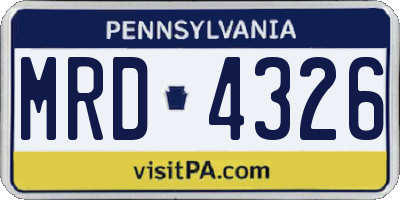 PA license plate MRD4326