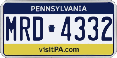 PA license plate MRD4332