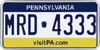 PA license plate MRD4333