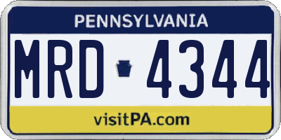 PA license plate MRD4344