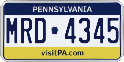 PA license plate MRD4345