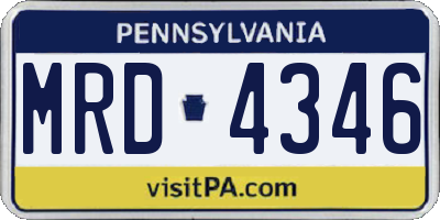 PA license plate MRD4346