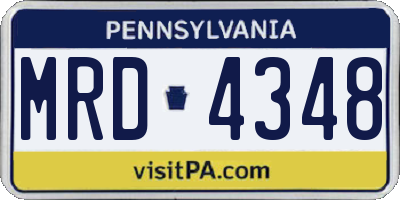 PA license plate MRD4348