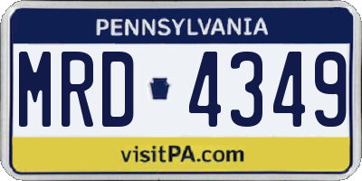 PA license plate MRD4349