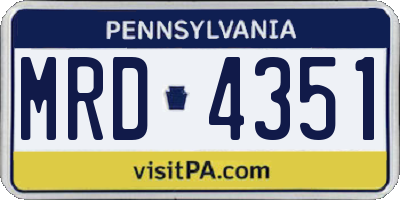 PA license plate MRD4351