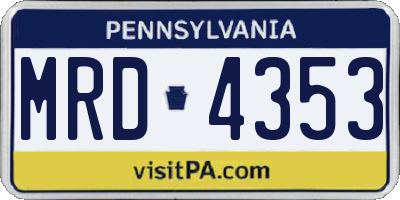 PA license plate MRD4353