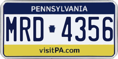 PA license plate MRD4356