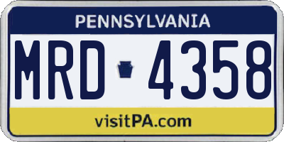 PA license plate MRD4358