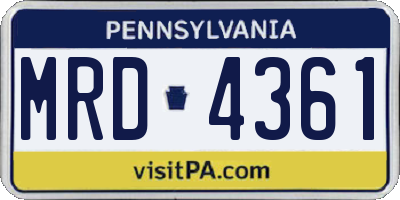 PA license plate MRD4361