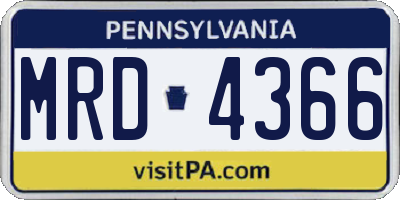 PA license plate MRD4366