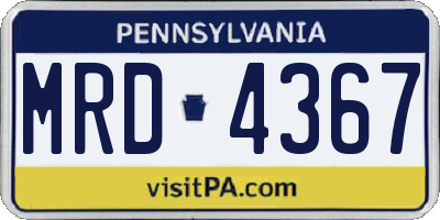 PA license plate MRD4367
