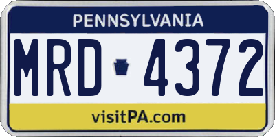 PA license plate MRD4372