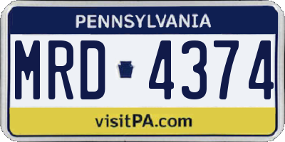 PA license plate MRD4374