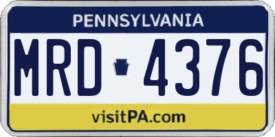 PA license plate MRD4376